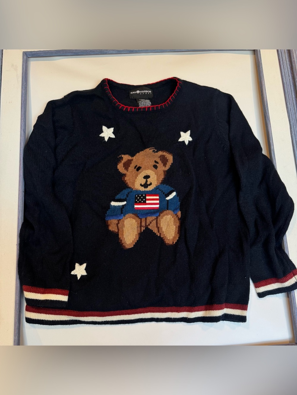 Sag Harbor Vintage Patriotic Teddy Sweater